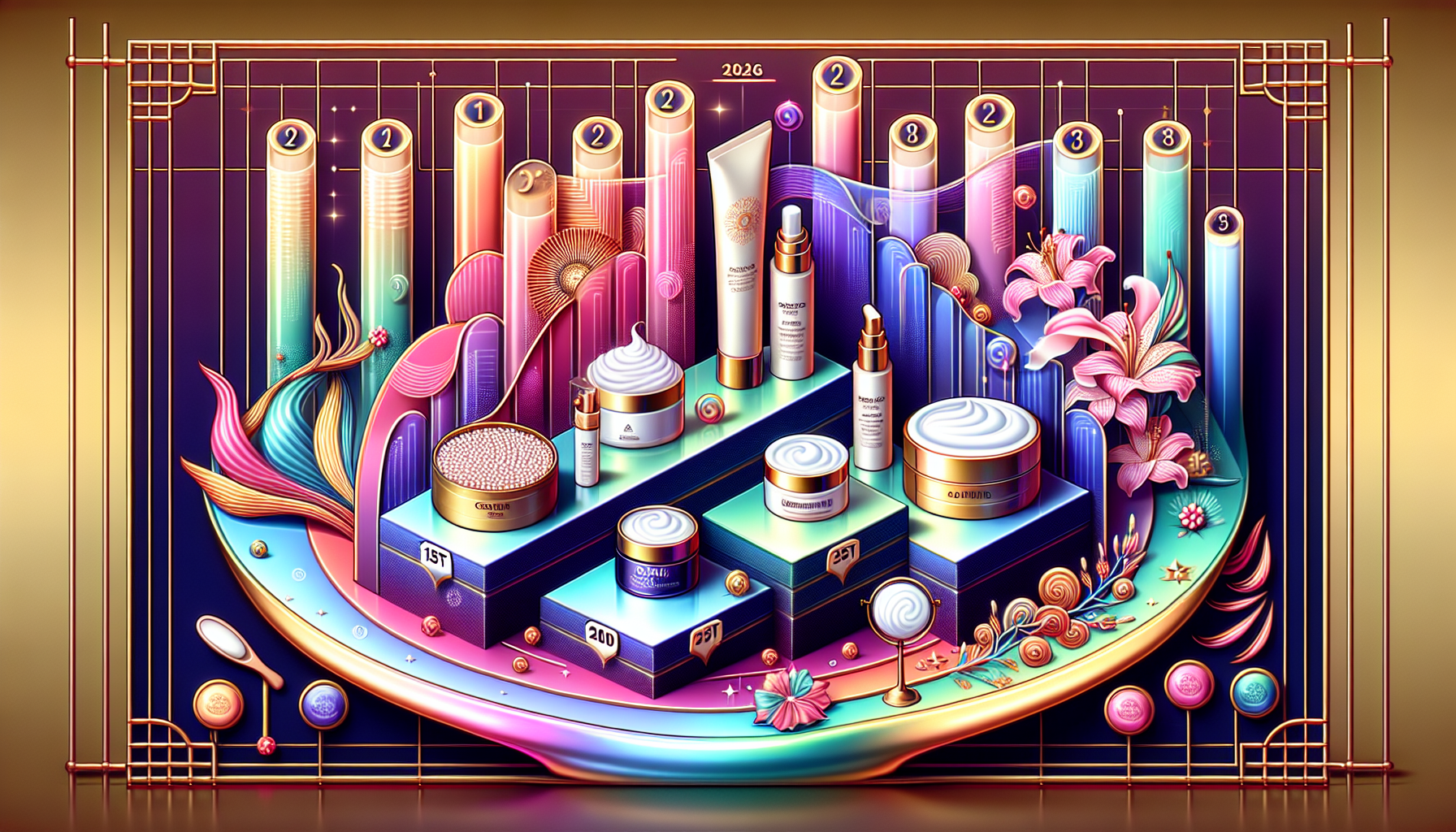 2026 year beauty product ranking infographic showing top beauty products in stylish layout.