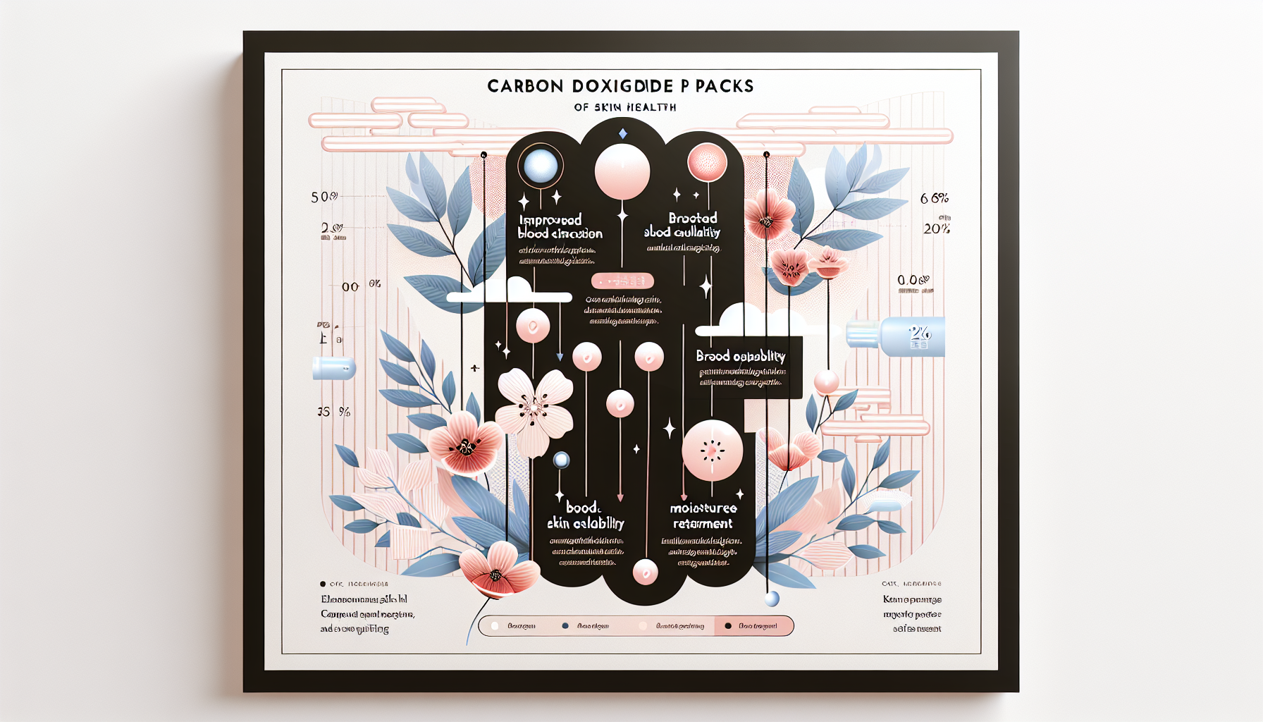 Diagram illustrating the effects of carbon dioxide skin packs on skin health.