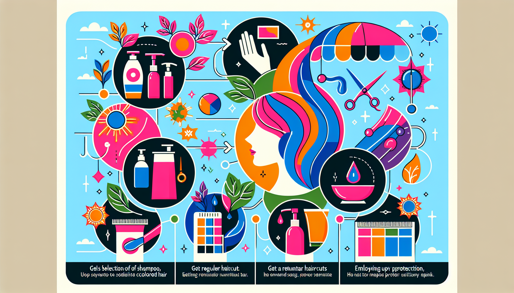 Infographic showing effective hair care steps for colored hair.