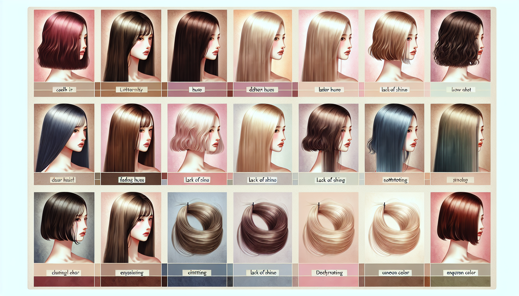 Common problems faced by colored hair including fading colors and dryness.