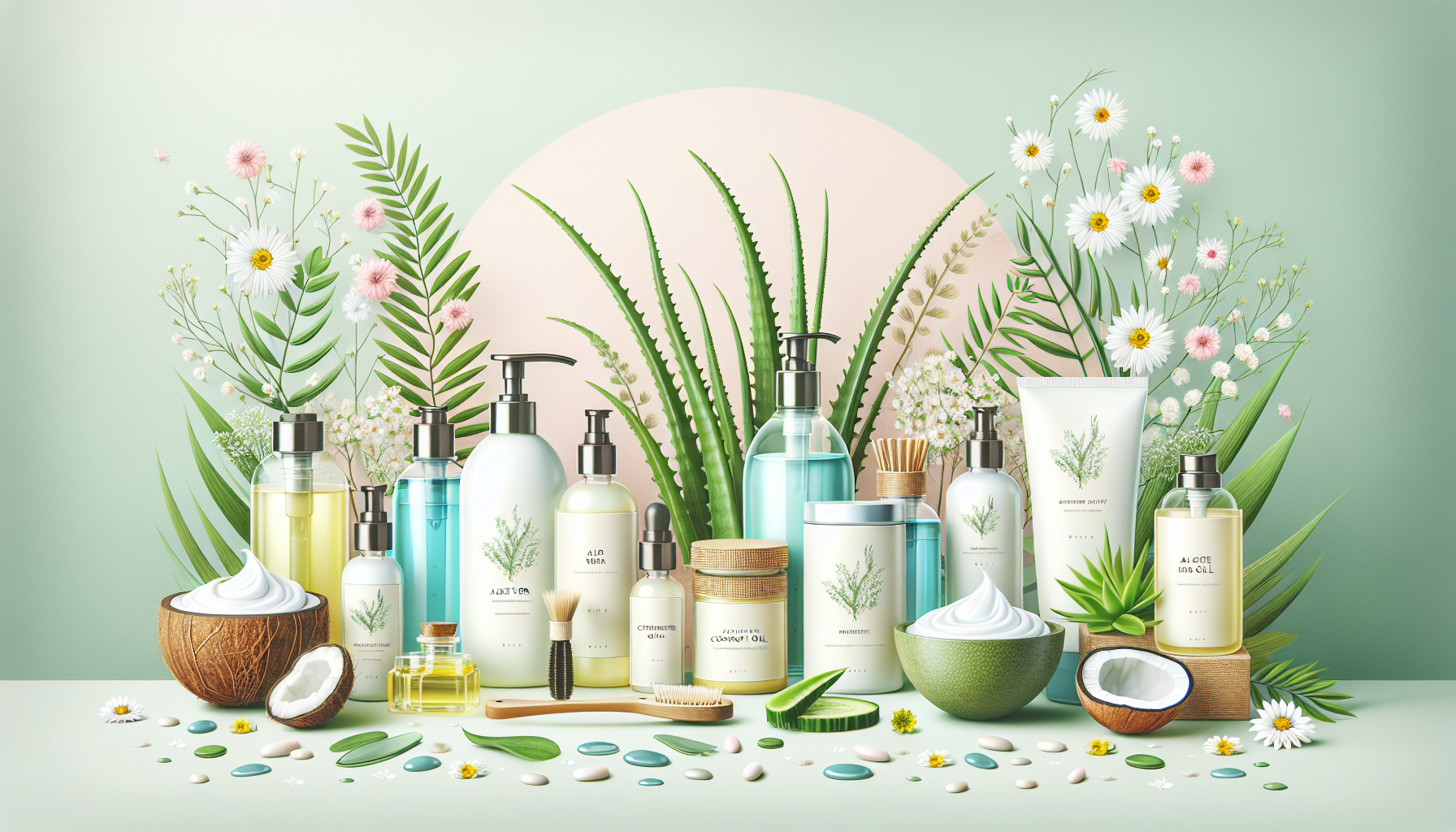 Assortment of organic hair care products highlighting natural ingredients for 2026 trends.