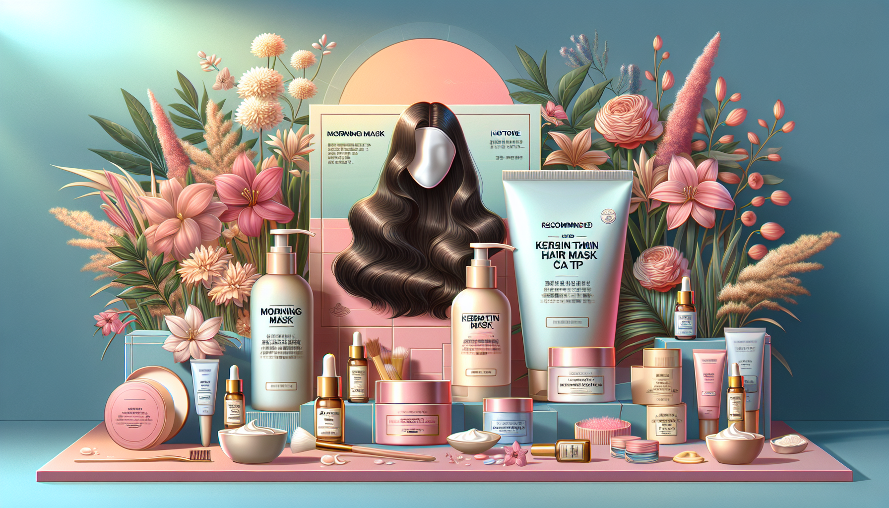 Display of recommended hair care products for maintaining high-tone colors.