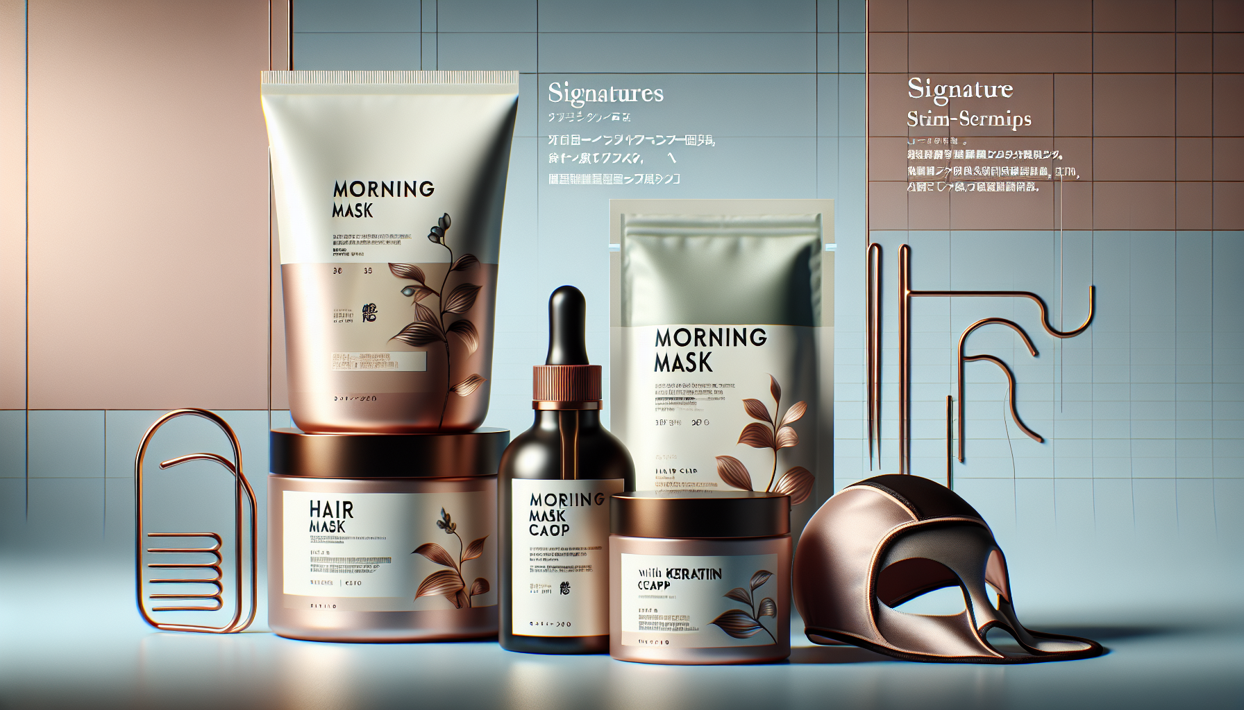 Collage of KYOGOKU hair care products on display