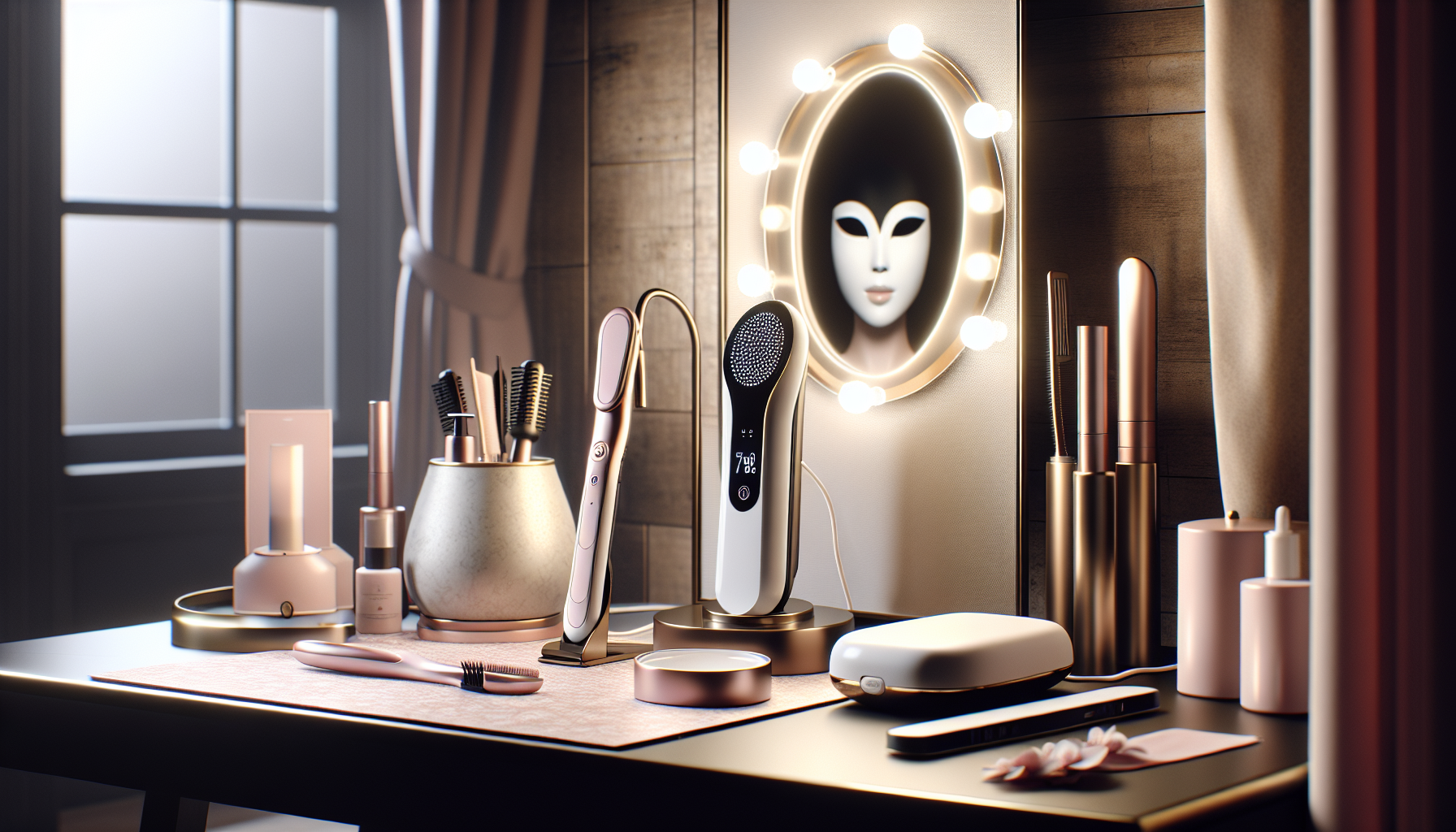 Home beauty gadgets for 2026 including facial device and LED mask.