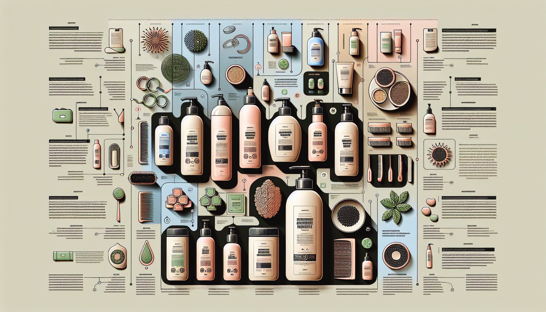 Infographic comparing various hair care products highlighting ingredients and benefits.