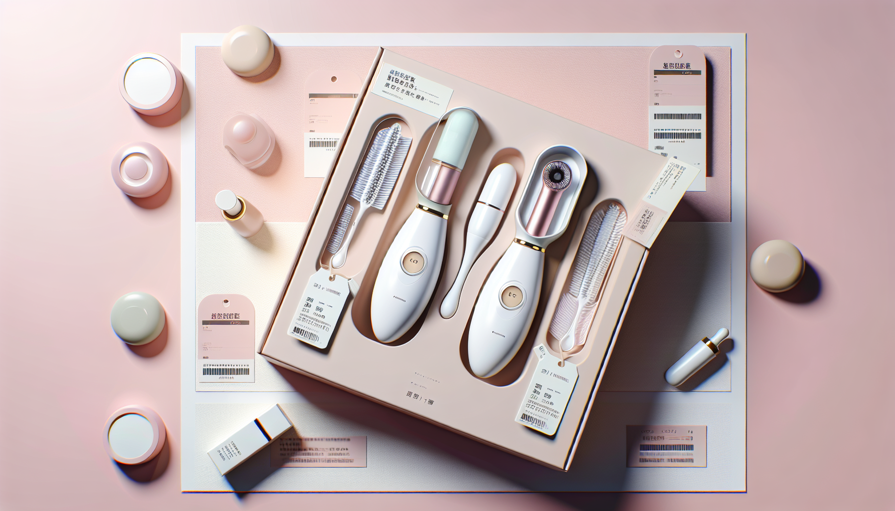 Display of KYOGOKU eye beauty devices highlighting their designs and prices.