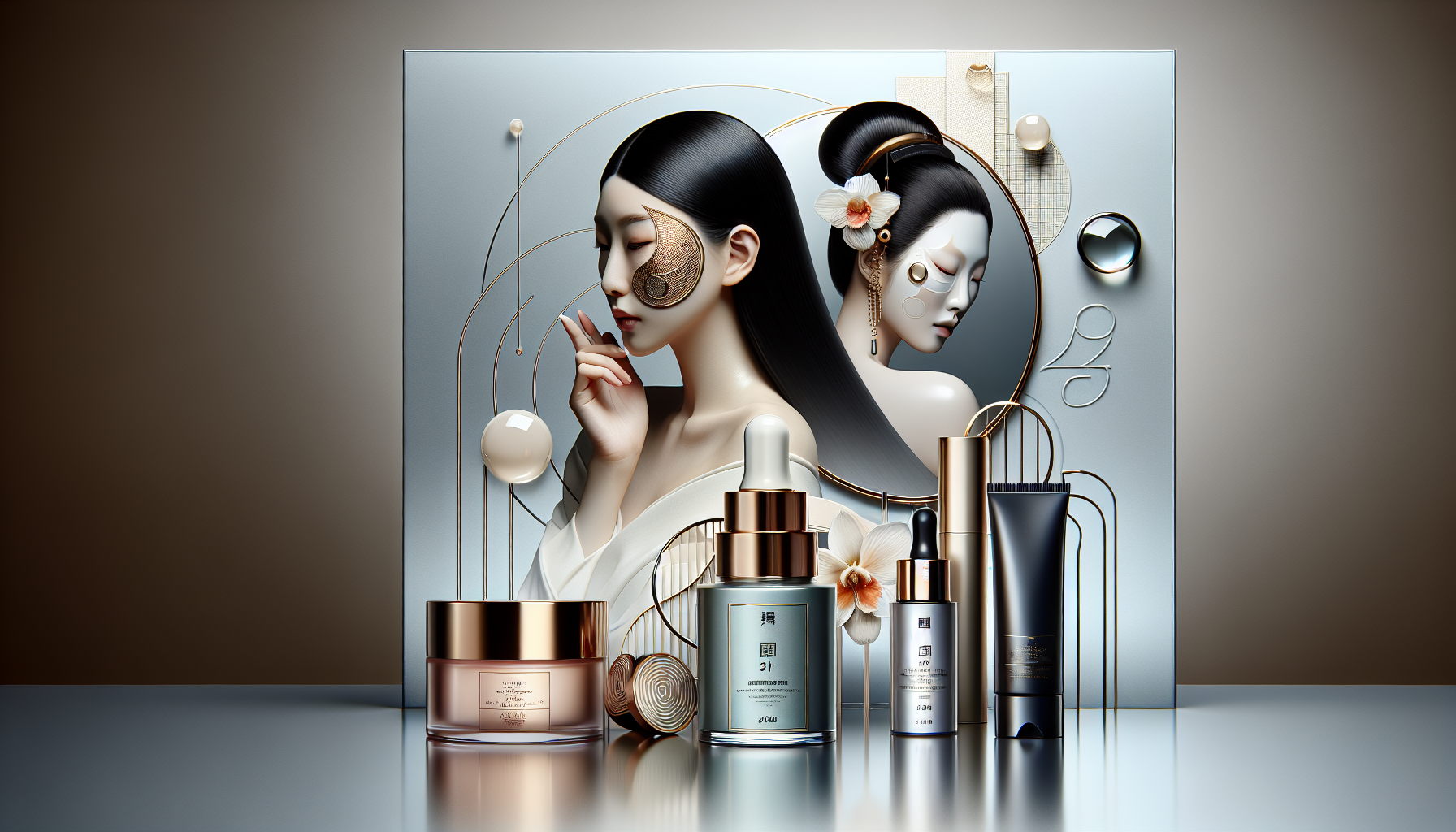 Collage of popular beauty and skincare products featured in live commerce with appealing background