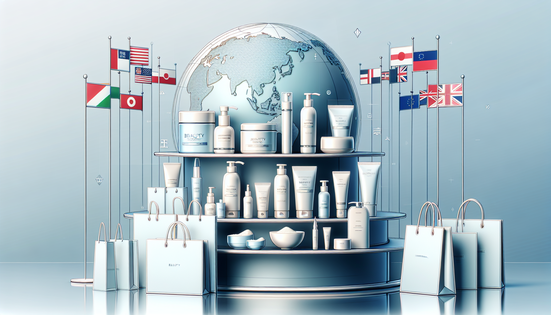 International beauty products display for overseas shopping in 2026