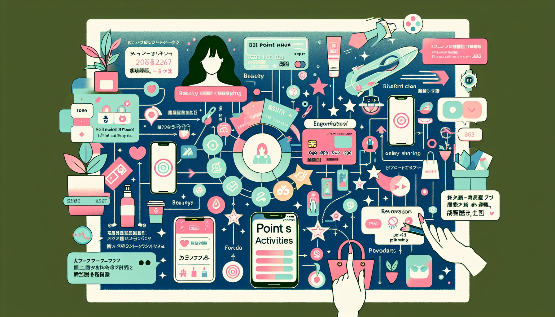 Infographic on point activities (ポイ活) methods in 2026