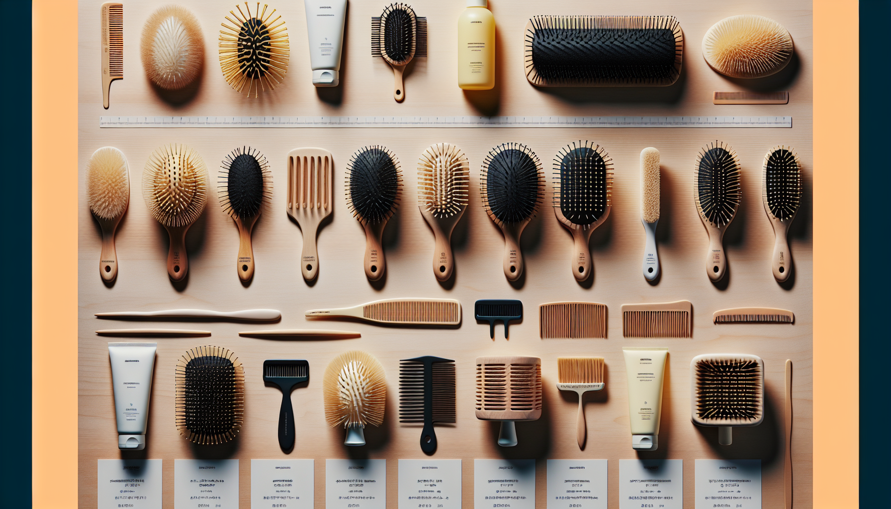 Diverse collection of scalp care brushes highlighting different materials and designs.