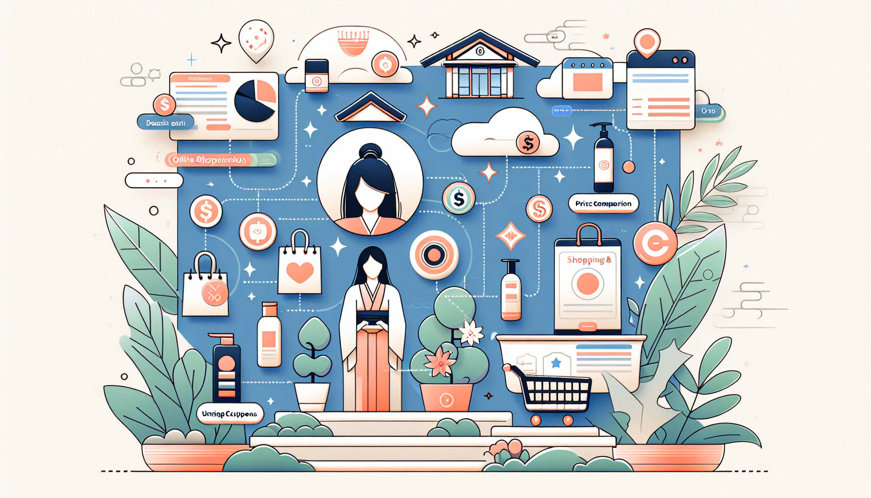 Infographic showing online shopping strategies for sales.