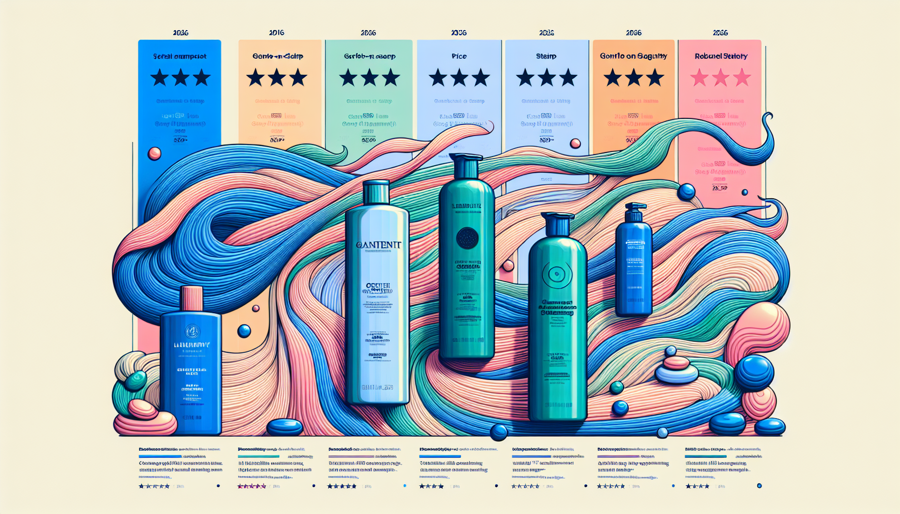 Comparative chart featuring the top 5 scalp-friendly shampoos for 2026, highlighting their brand names, prices, and star ratings.