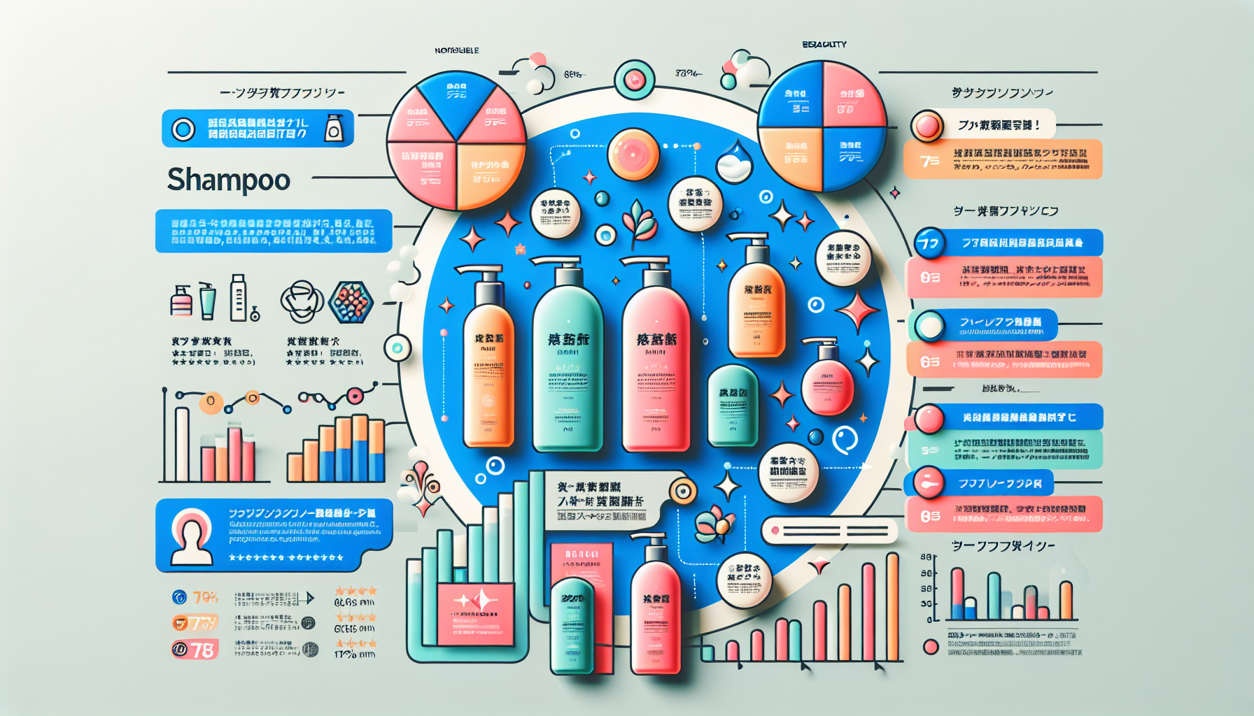 Infographic on how to choose the right shampoo focusing on ingredients, usability, reviews, and pricing.
