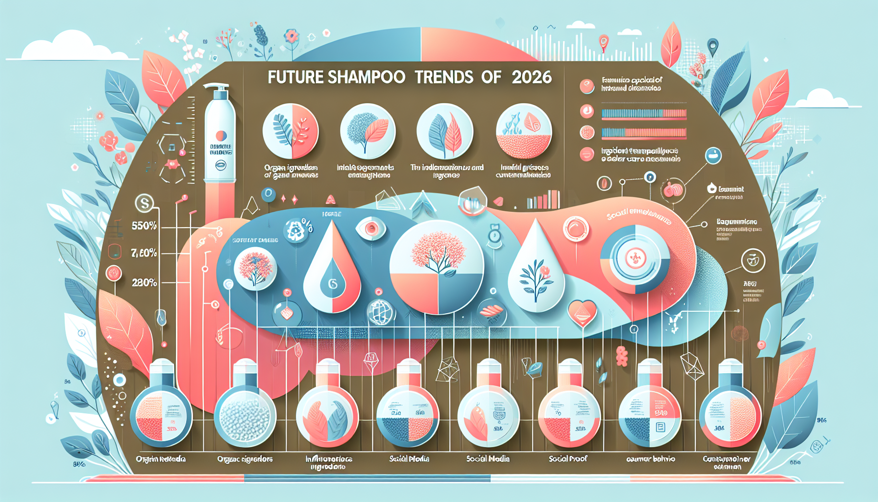 Infographic showcasing 2026 shampoo trends including organic ingredients and social media influence.