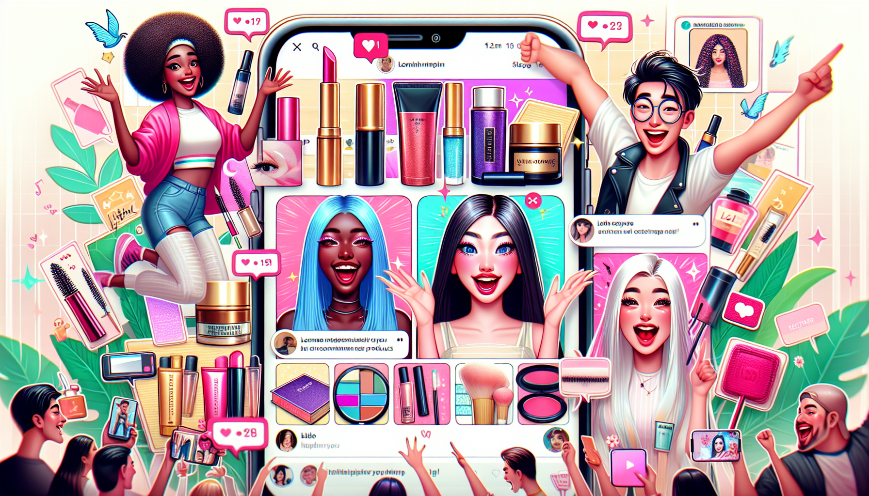 TikTok influencers showcasing beauty products on the app.
