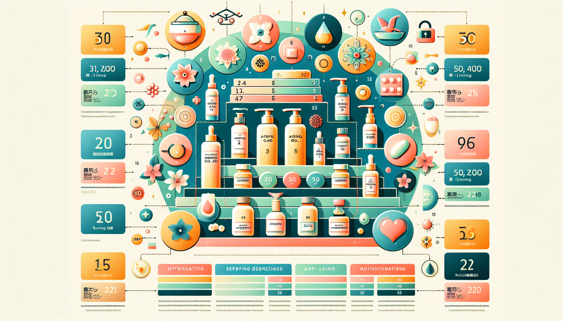 Infographic of top-selling aging care oils from LCJ Mall with product details.