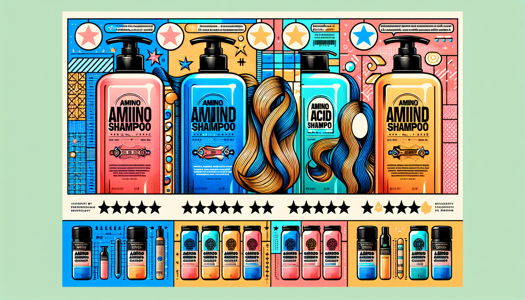 Collage of top 5 amino acid shampoos for 2026 with packaging and features.
