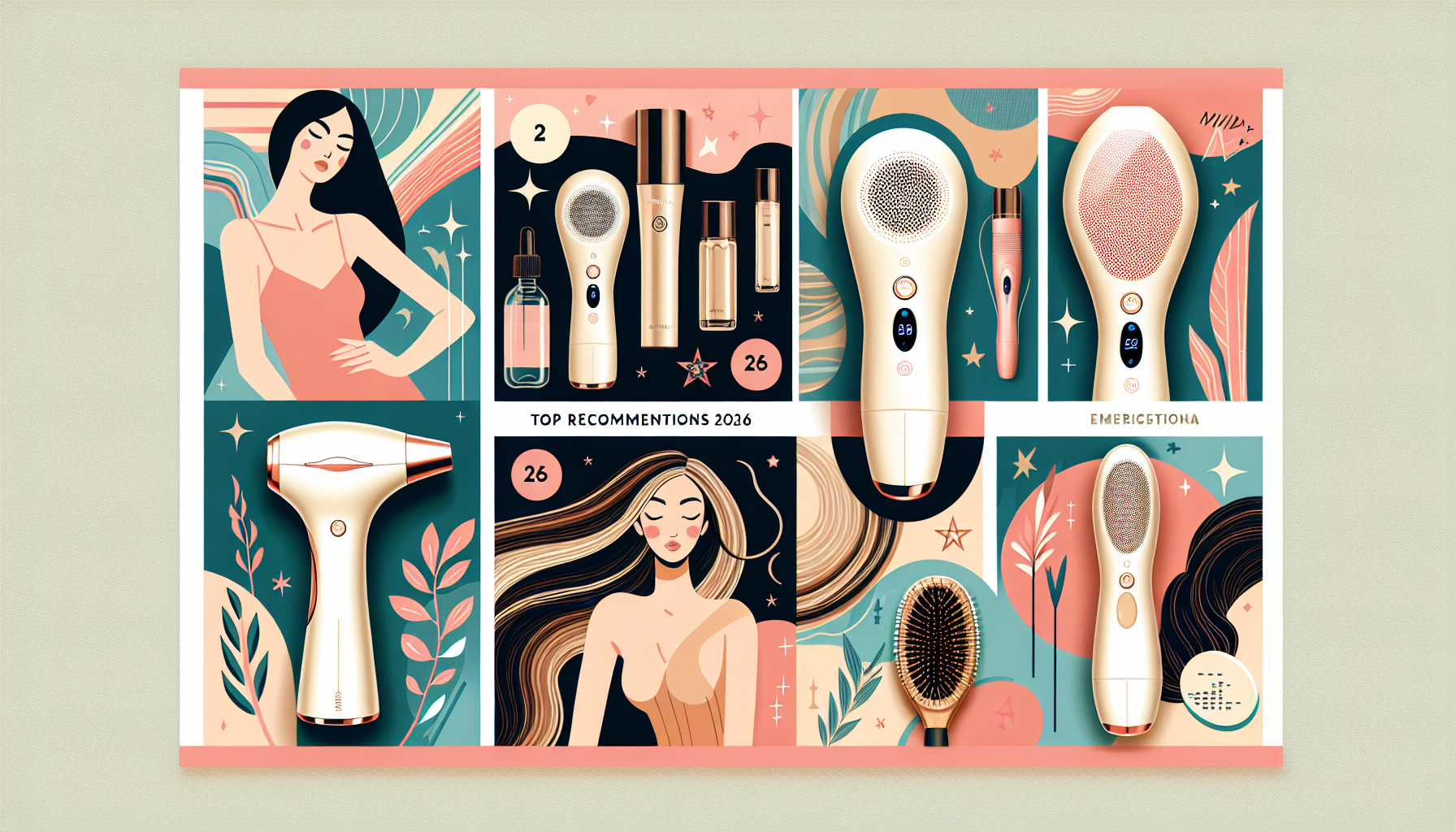 Collage of the top 5 recommended beauty devices for 2026 showing product images and ratings.