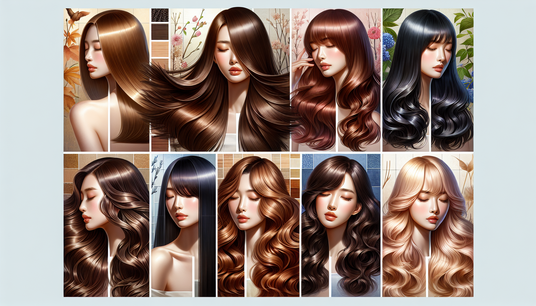 Collage of different hair types showing straight, wavy, curly, and damaged hair for hair treatment recommendations.