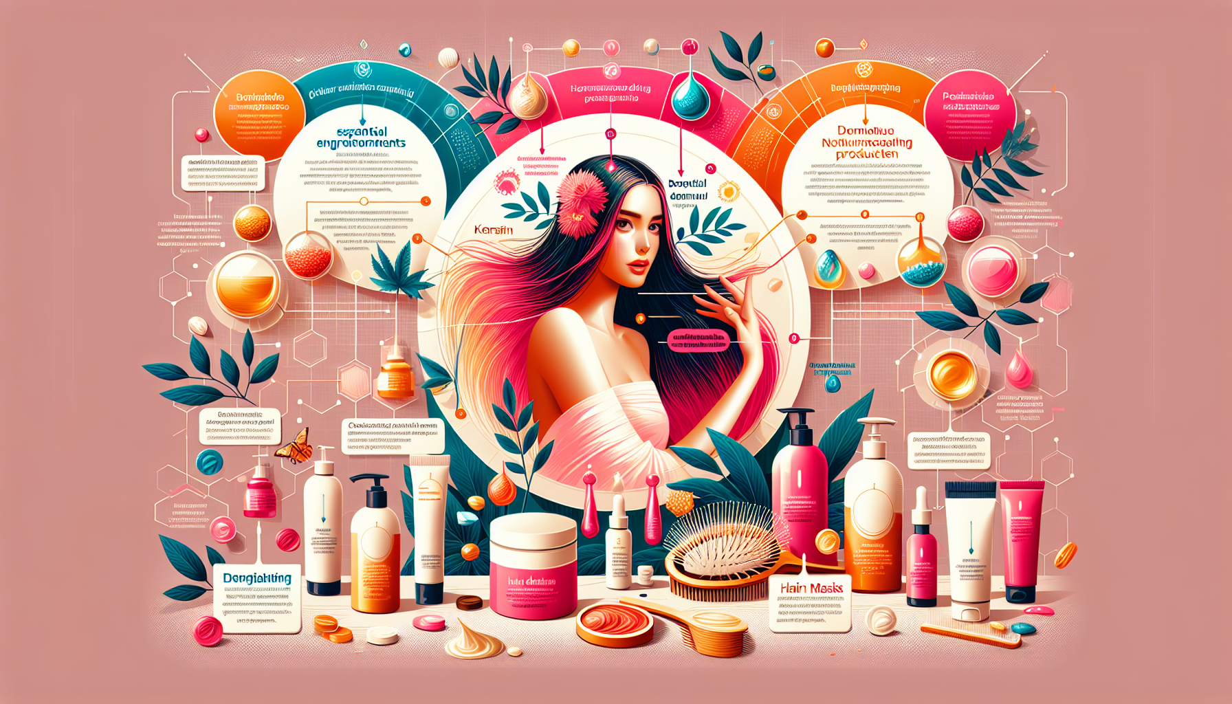 Infographic showing selection criteria for hair damage care products.