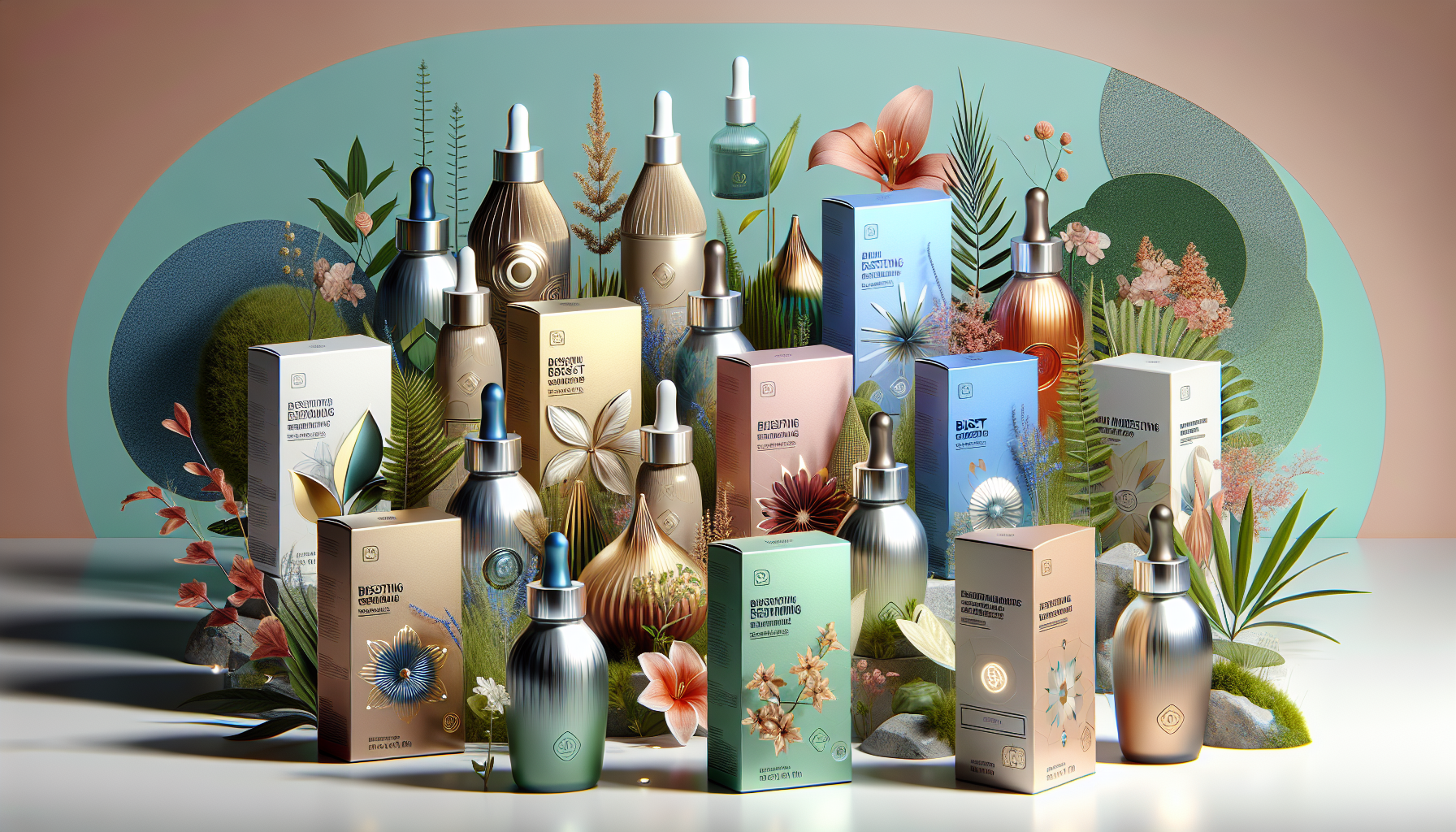 2026 year market comparison of bust-enhancing serums as a visual collage.