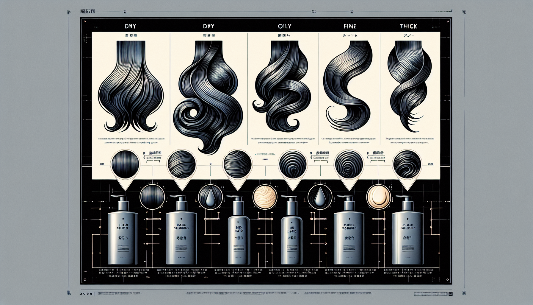 Infographic of shampoo types for different hair textures.