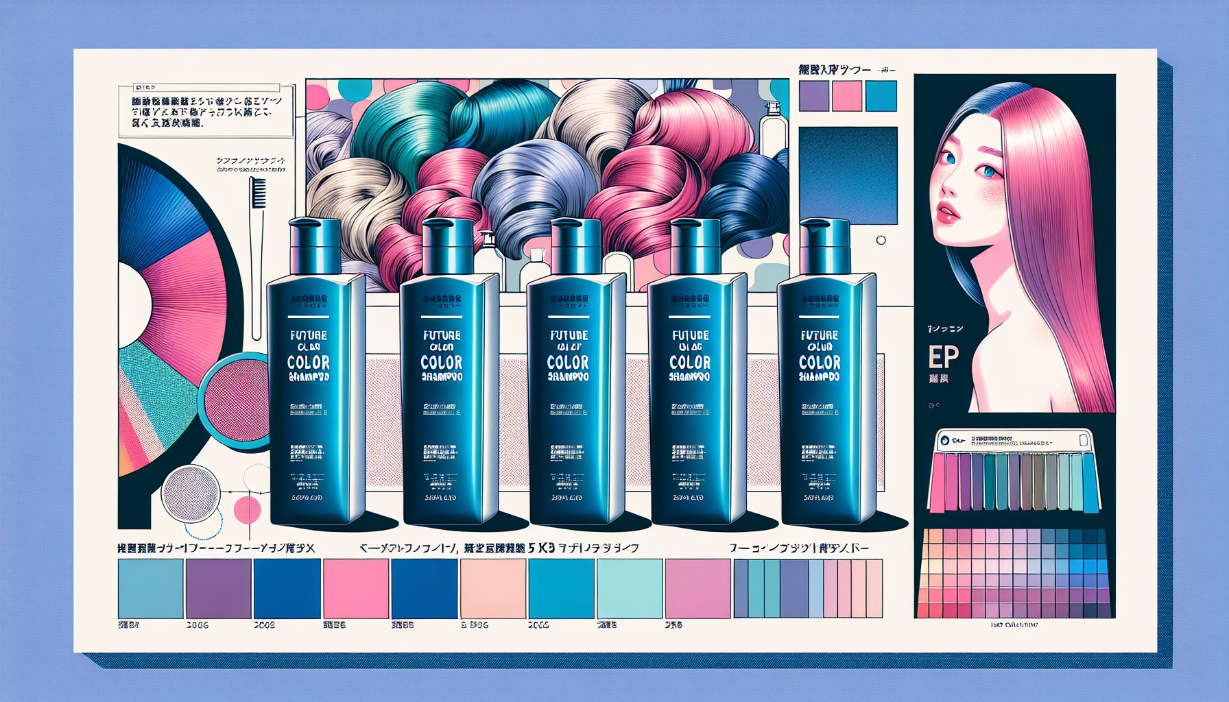 Collage of top 5 recommended color shampoos for 2026 showing packaging and hair color effects