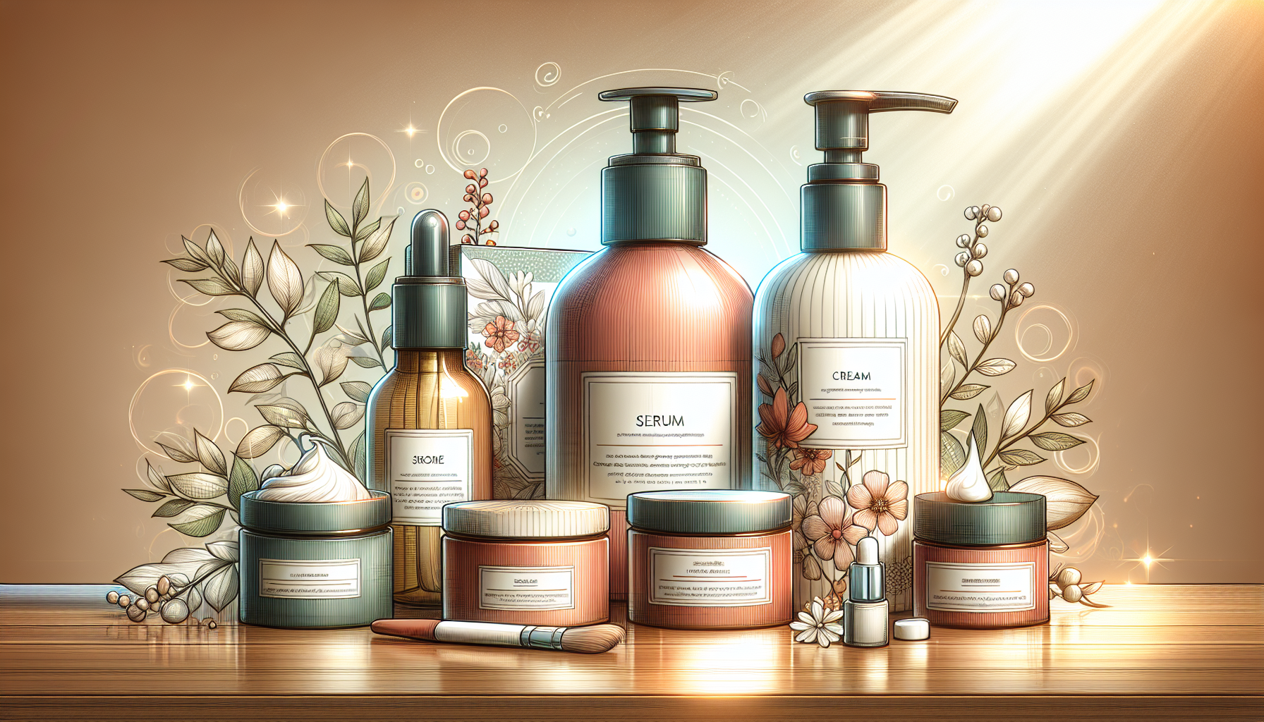 Display of recommended skincare products highlighting notable ingredients.