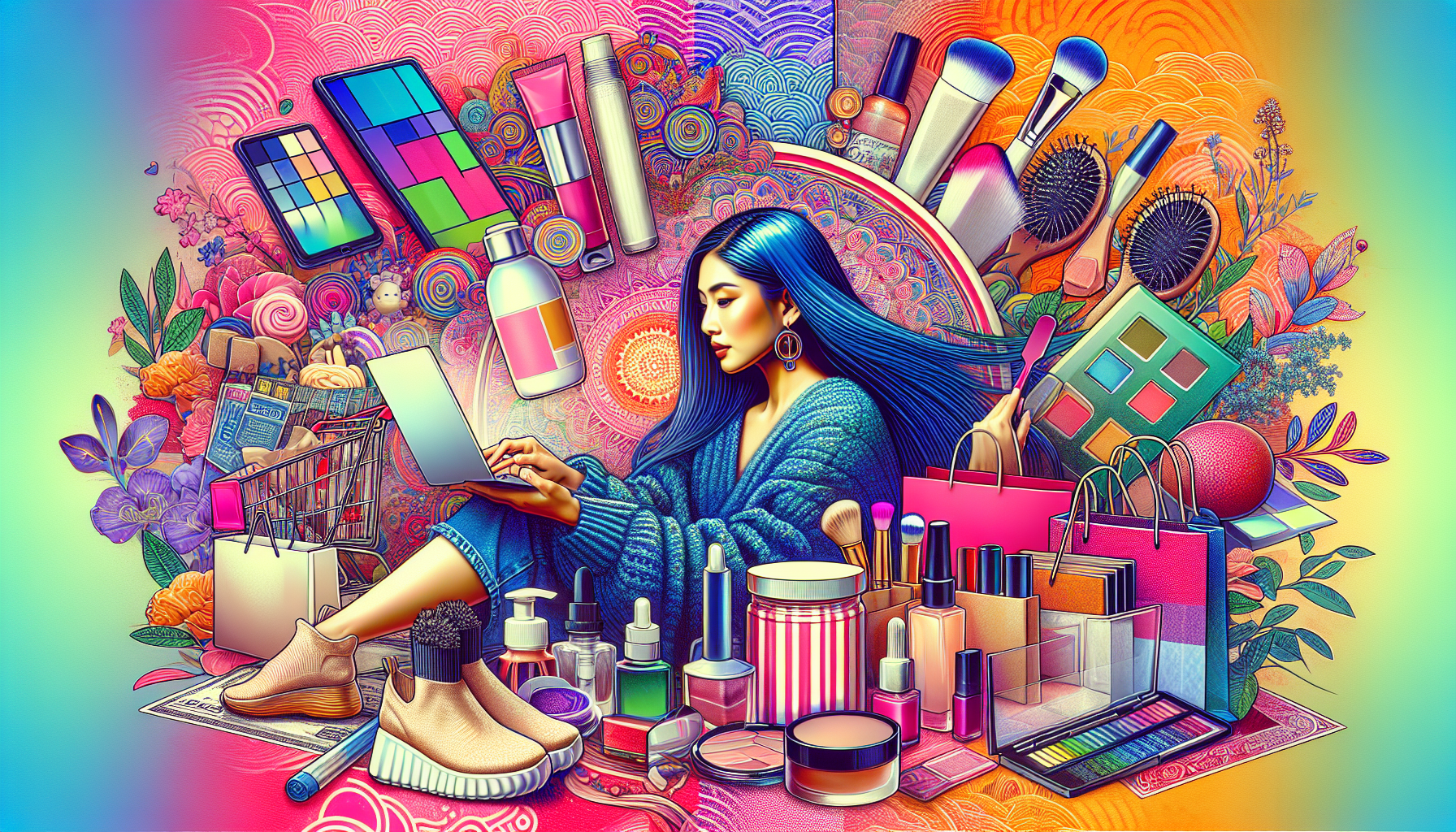 Online shopping scene in 2026 featuring coupons and various products.