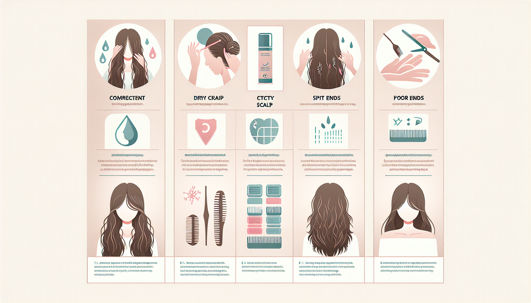 Infographic of common hair damage issues and their causes.