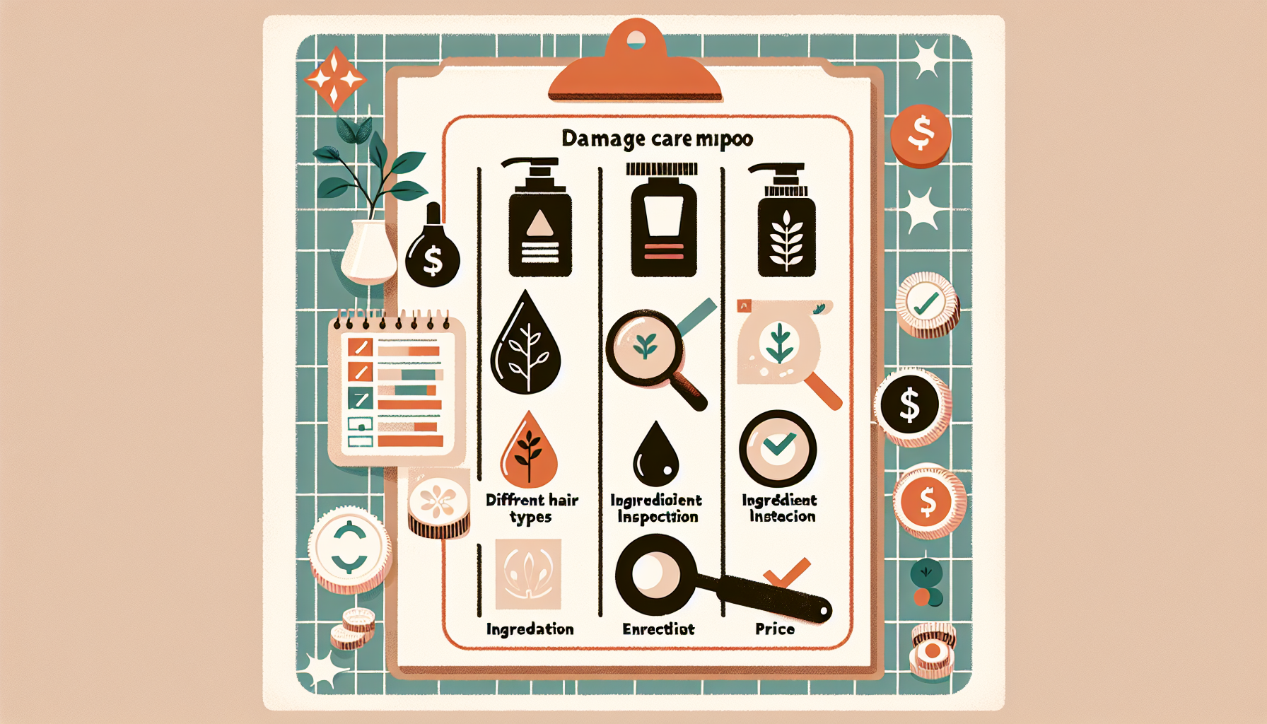 Checklist for choosing the right damage care shampoo.