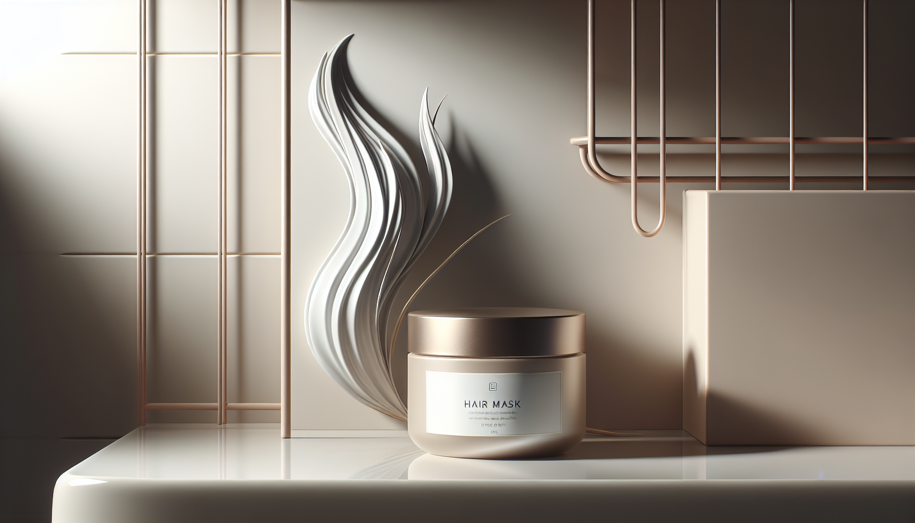Luxurious hair mask product with elegant packaging.