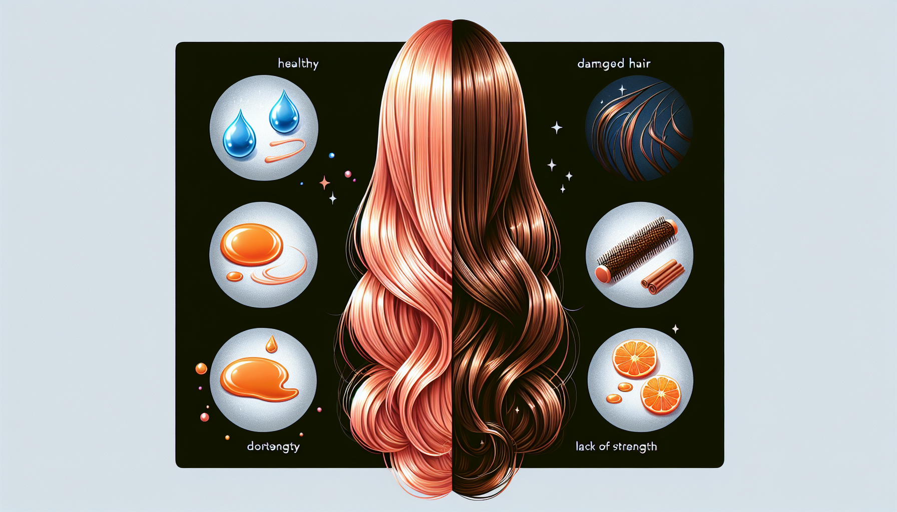 Common hair damage issues including dryness, split ends, and color fading.