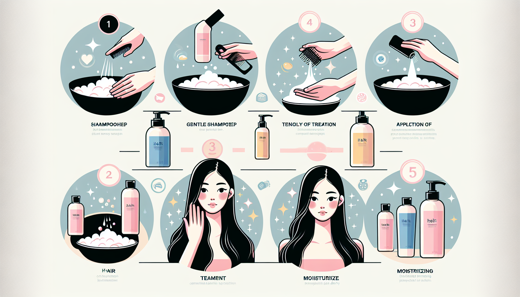 Step-by-step hair care routine for damage treatment and prevention.