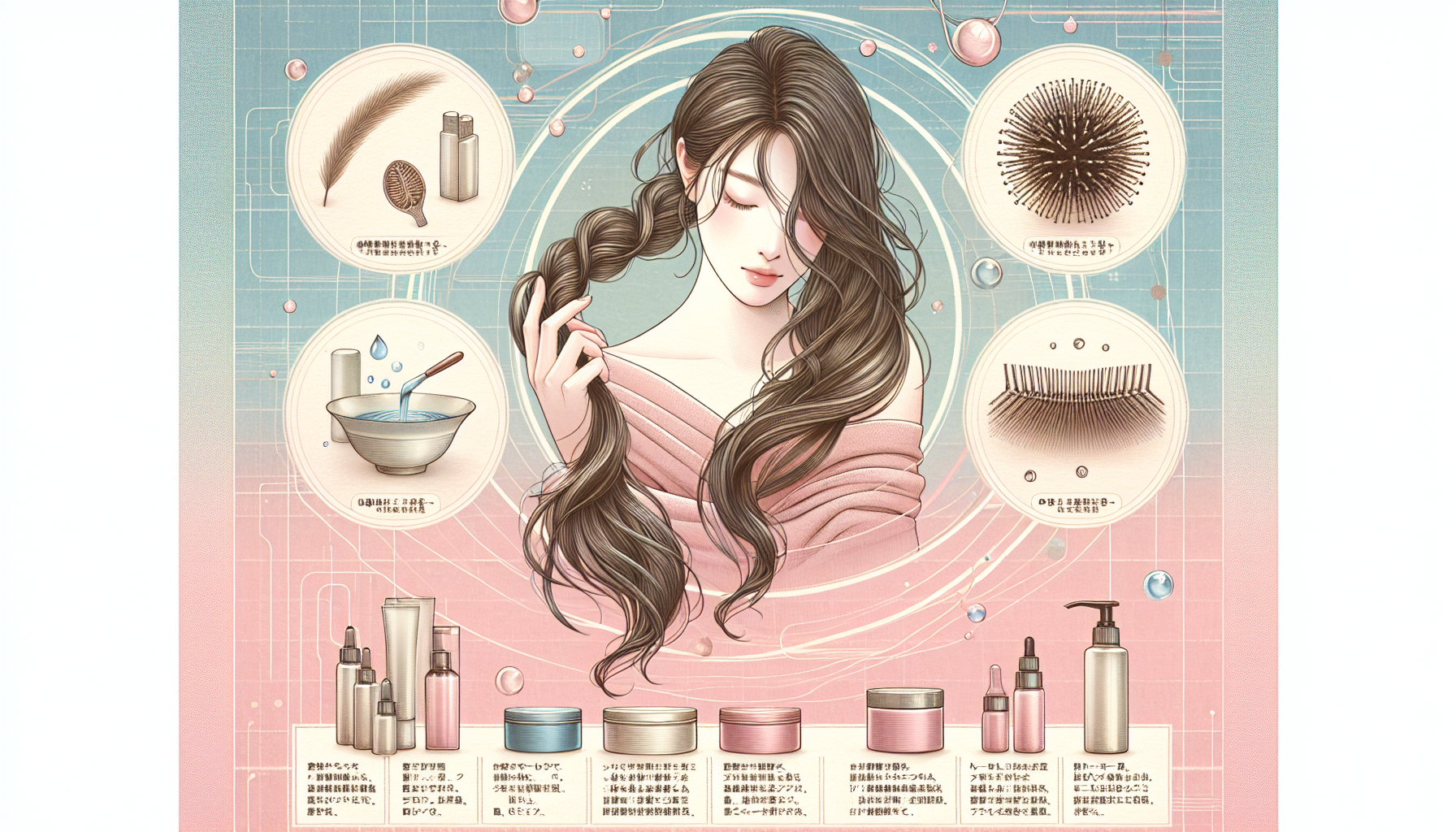 Infographic on types of hair damage and care methods for damaged hair.
