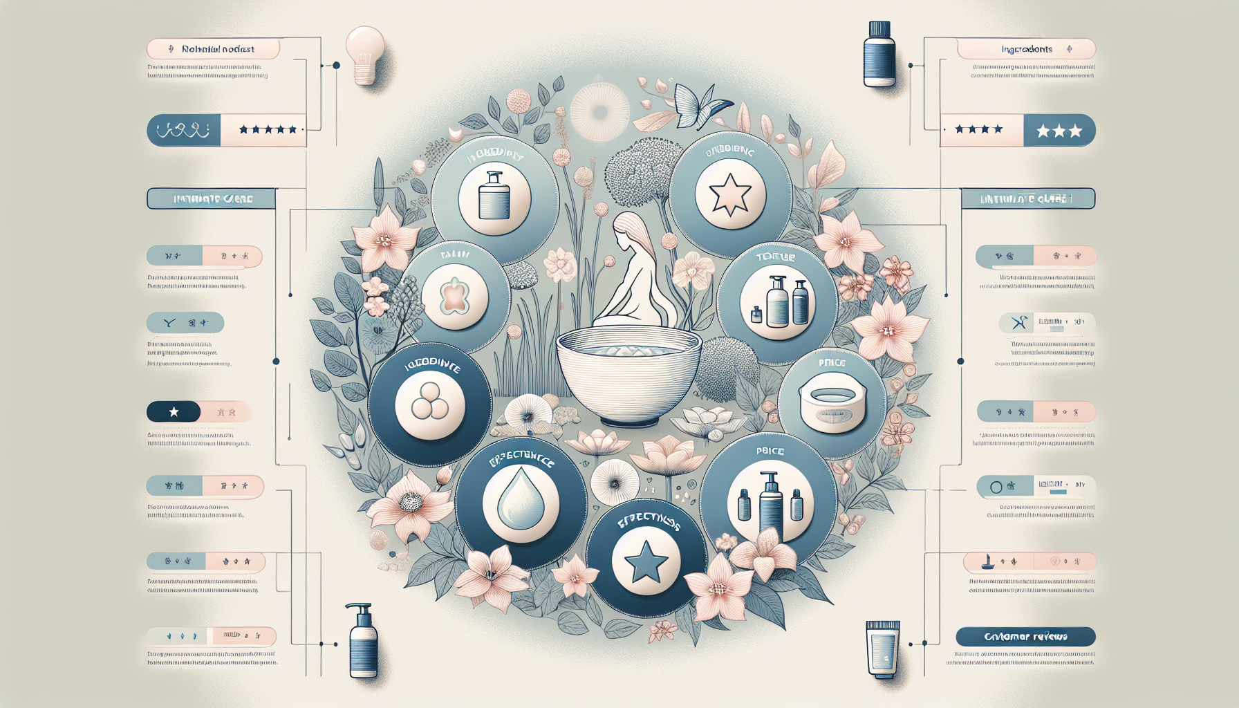 Infographic about key selection points for intimate care products.