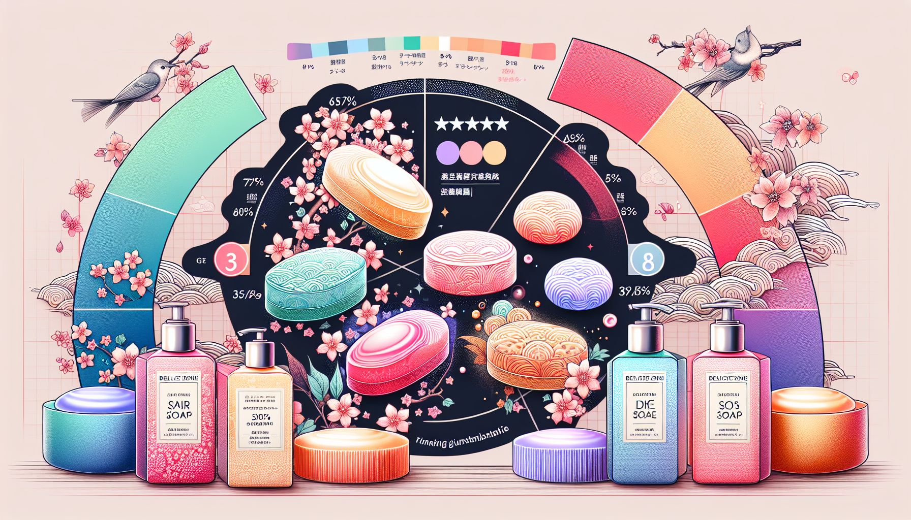 Ranking chart showcasing the top 5 recommended delicate zone soaps with descriptions and star ratings.