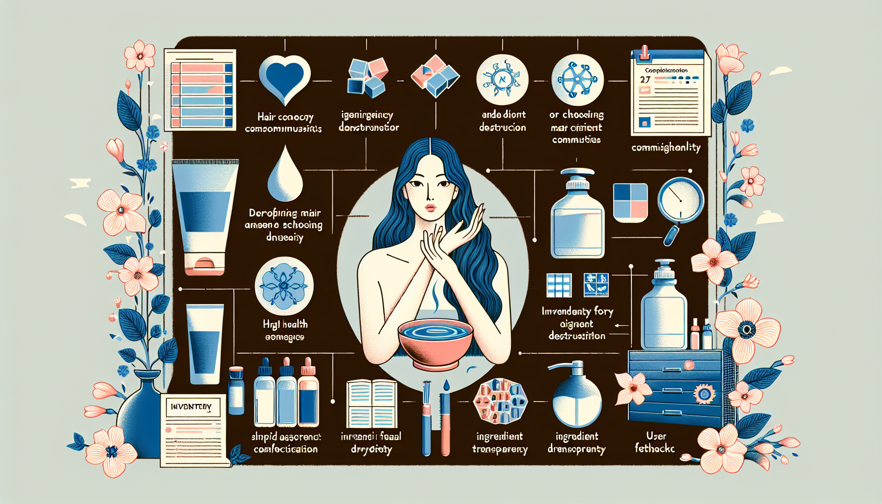ヘアケア商品の選び方ポイントを示すイラスト