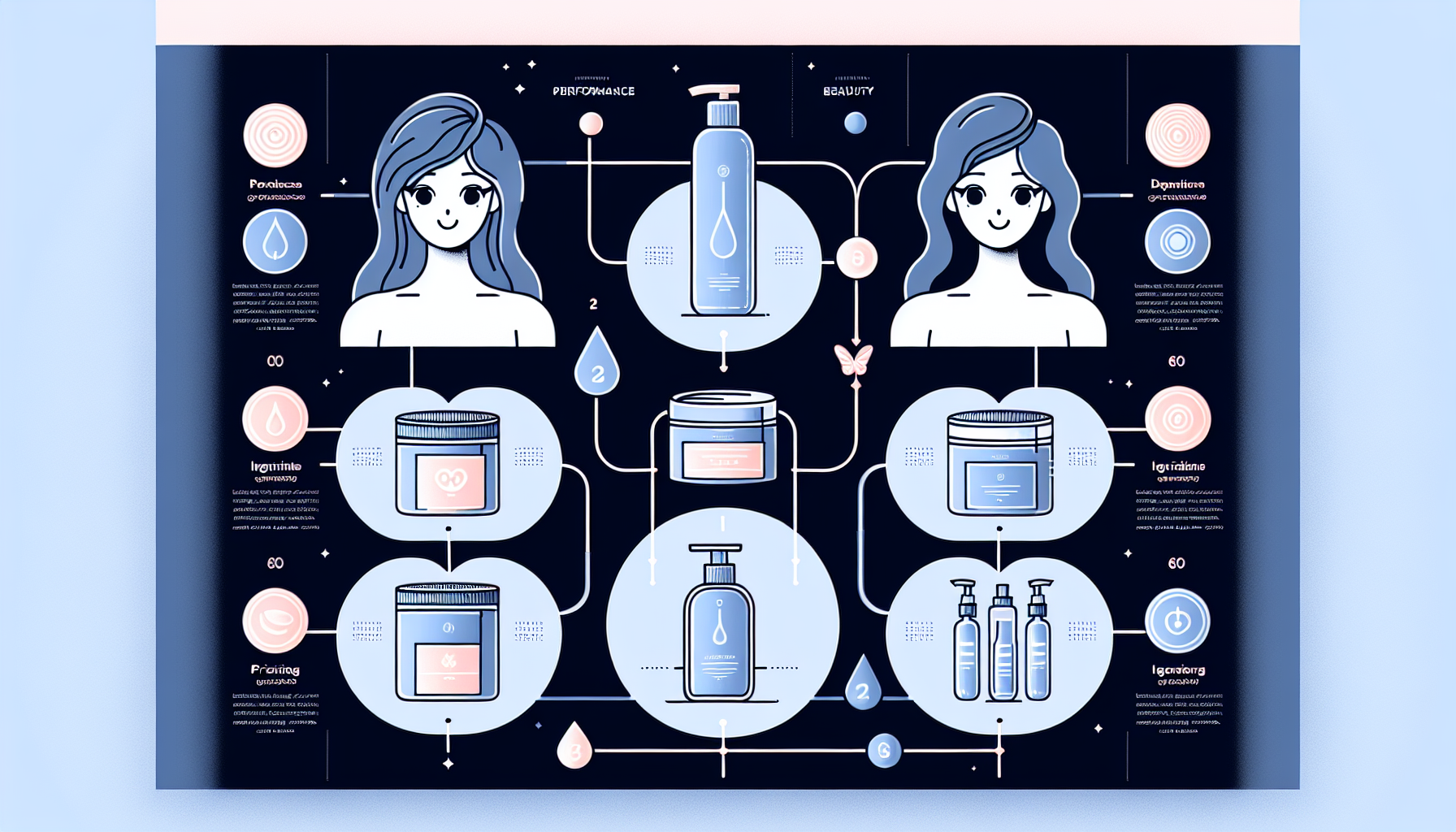 Infographic comparing features of commercial hair care products such as performance, ingredients, and pricing.