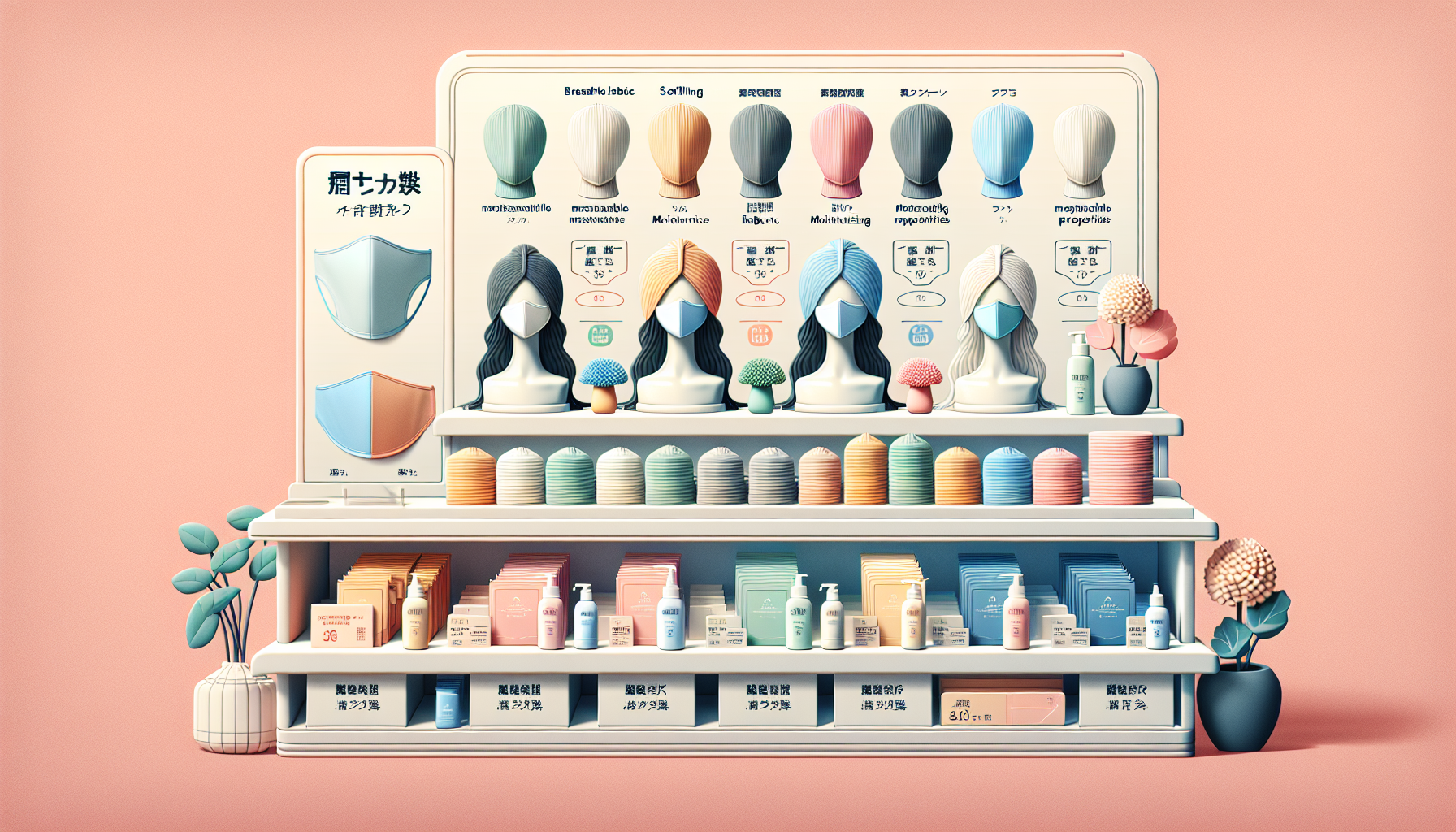 Different types of hair mask caps emphasizing material, size, and cost performance.
