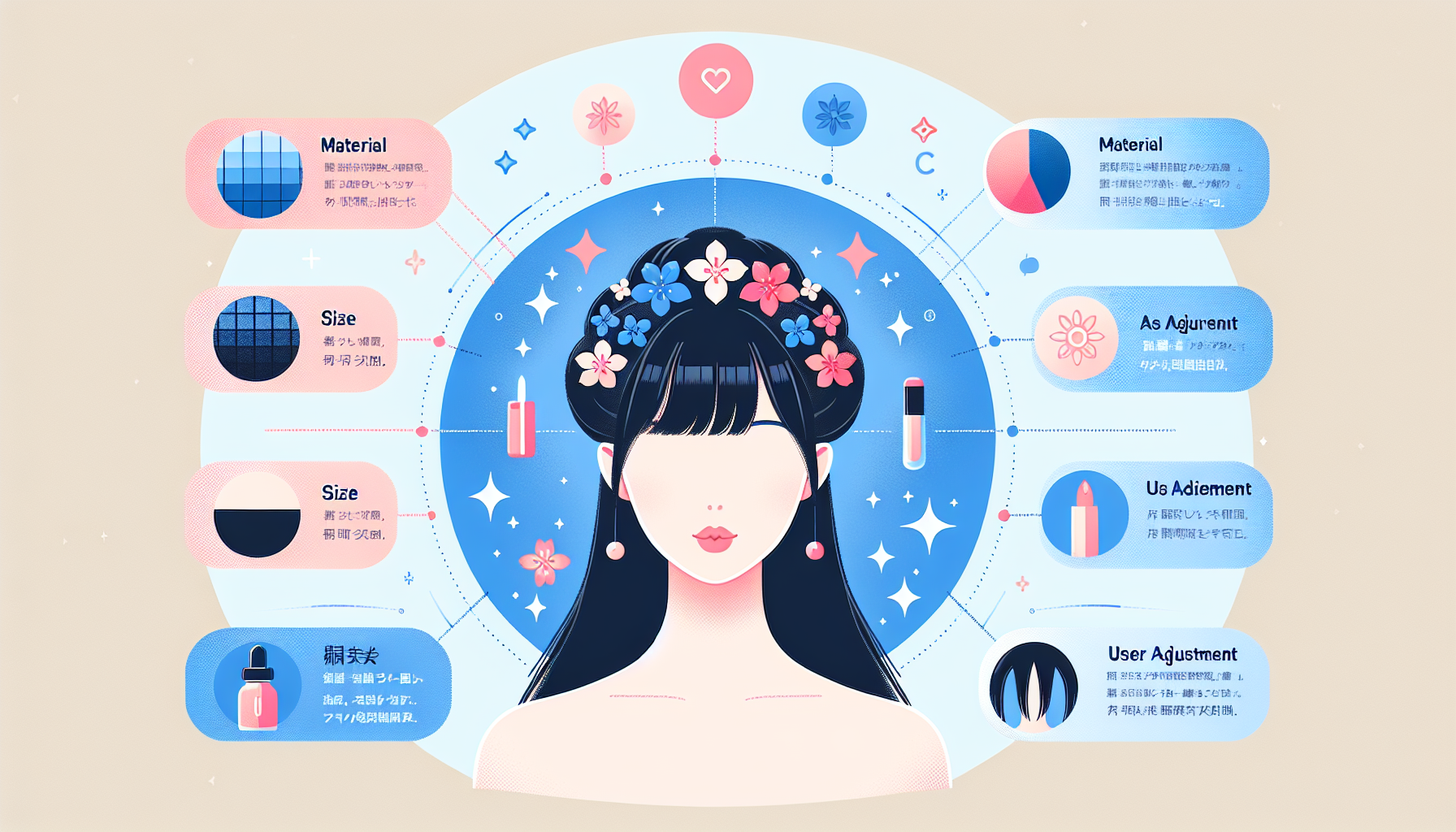Infographic on tips for choosing a hair mask cap, highlighting material, size adjustment, and user reviews.