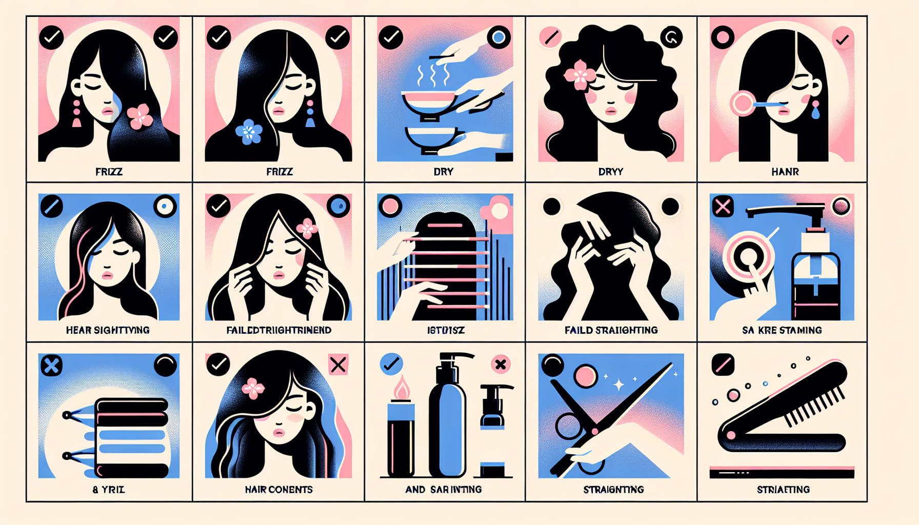 Infographic of common hair concerns related to keratin treatment.