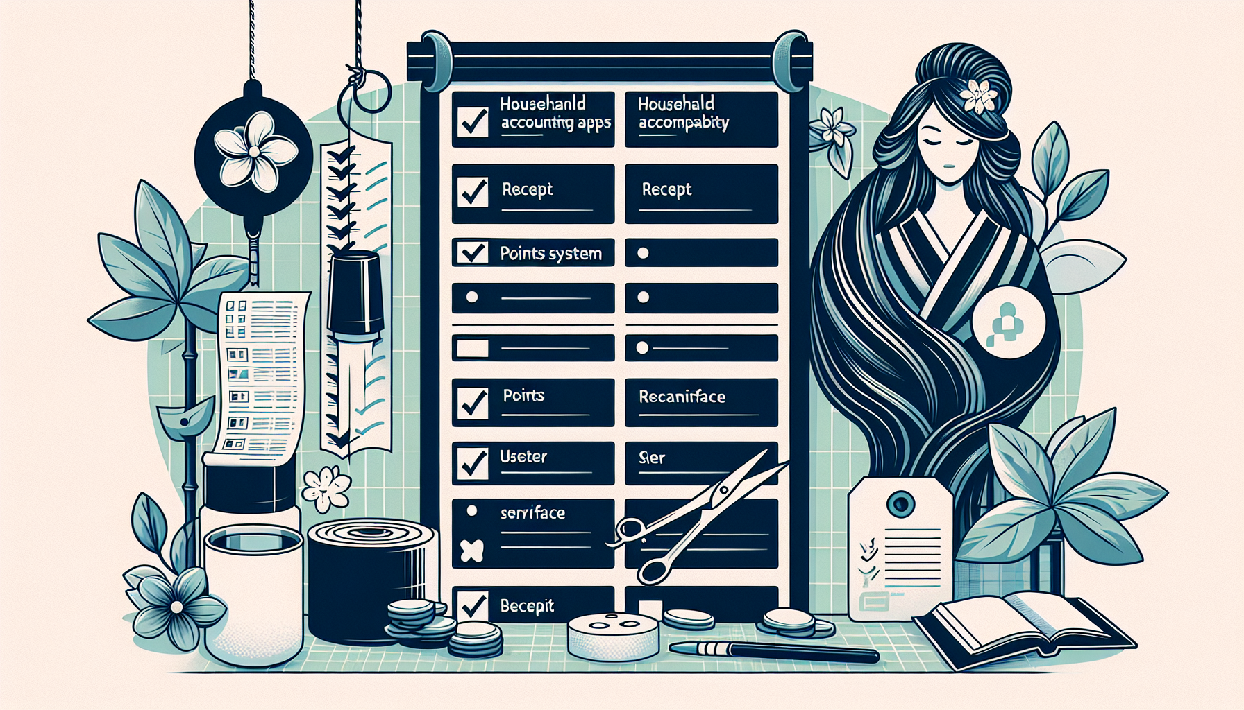 Checklist for selecting household accounting apps and receipt management services.