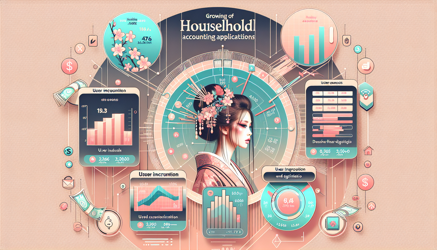 Infographic on the rising trend of household accounting apps in 2026.