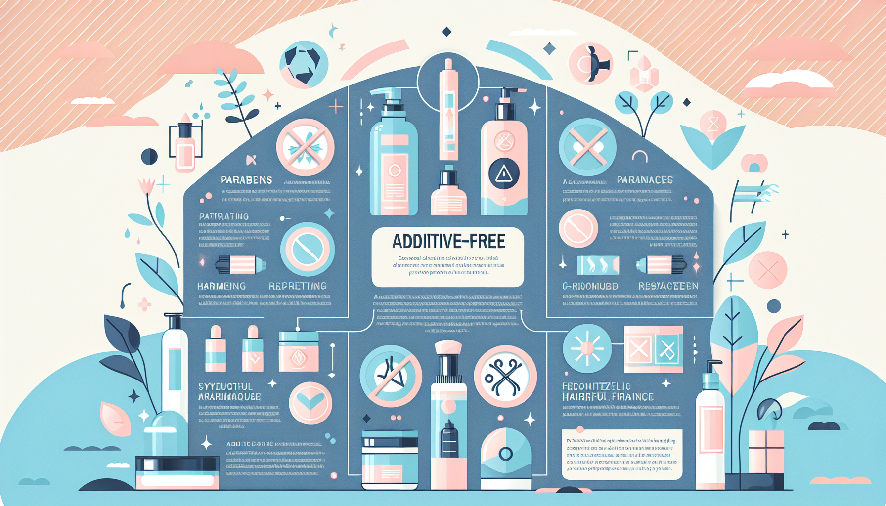 Infographic on the advantages of additive-free skincare products, highlighting harmful additives.