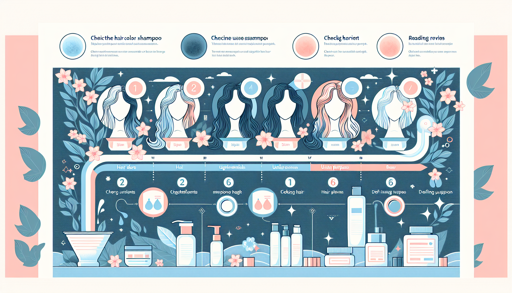 Steps to choose the right hair color shampoo including hair assessment, ingredient check, usage purpose, and reading reviews.