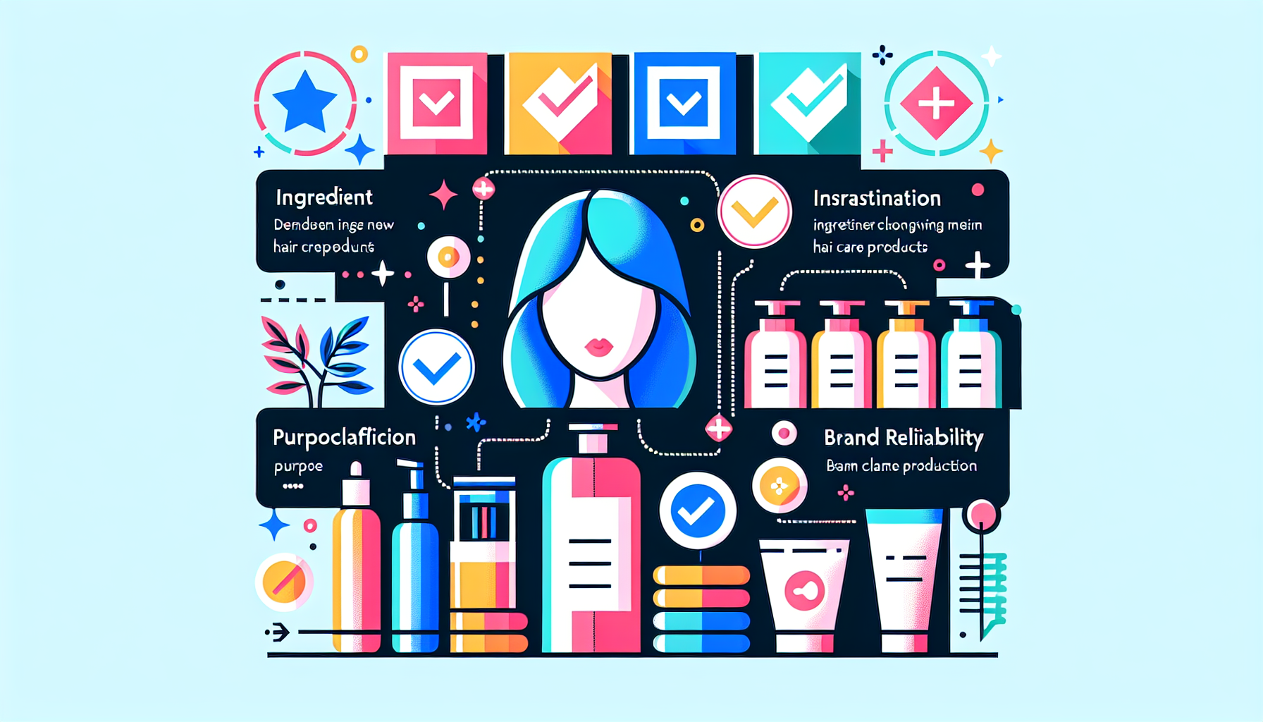 Checklist image for selecting hair care products with focus on ingredients and brand trust.