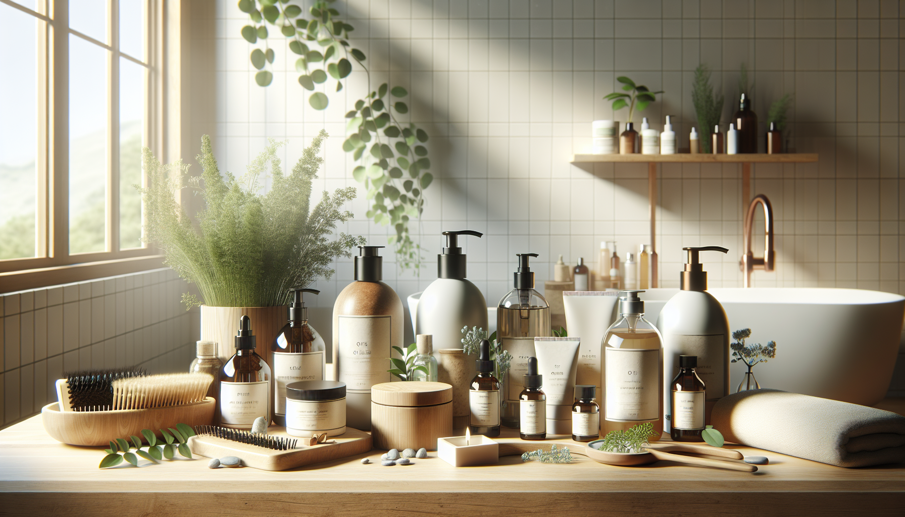 Eco-friendly hair care products featuring organic ingredients for dry hair treatment.