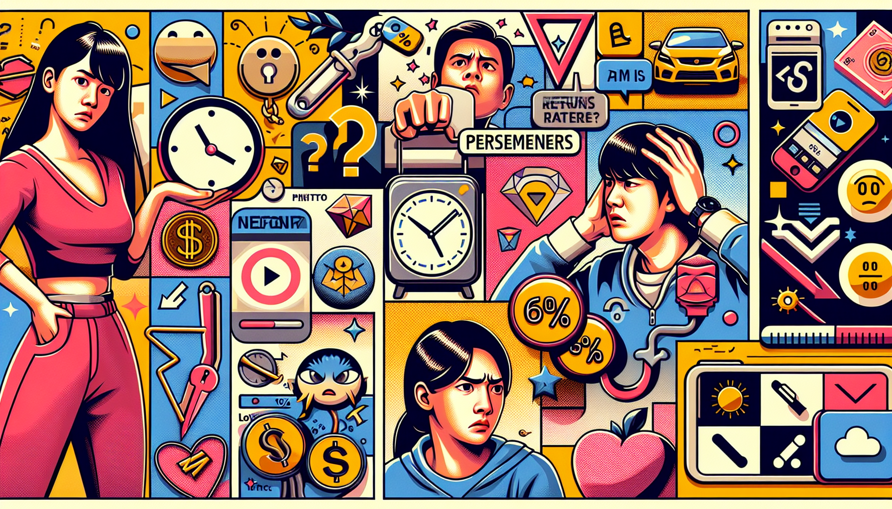 Collage illustrating common challenges in ポイ活 like app confusion, low point return rates, and time management issues.