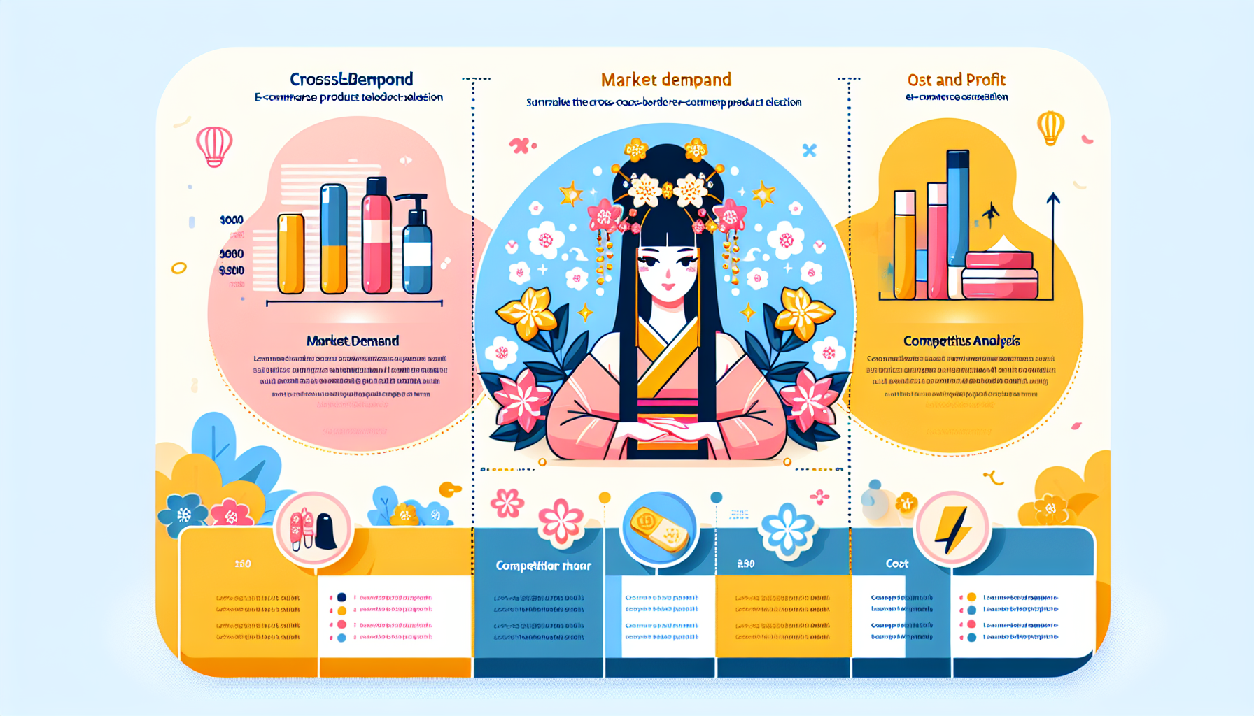 Infographic summarizing key points for selecting products in cross-border e-commerce.